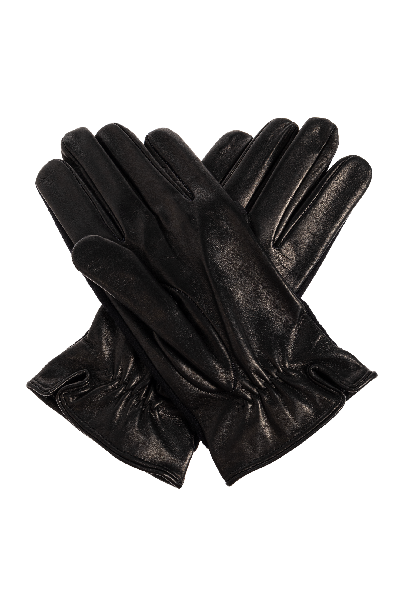 EMPORIO ARMANI 90s レザーグローブ フリース ロゴ glove Emporio Armani Gloves with an application in the shape of a